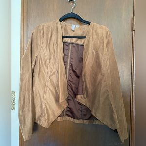 Orb Waterfall open tan faux suede blazer